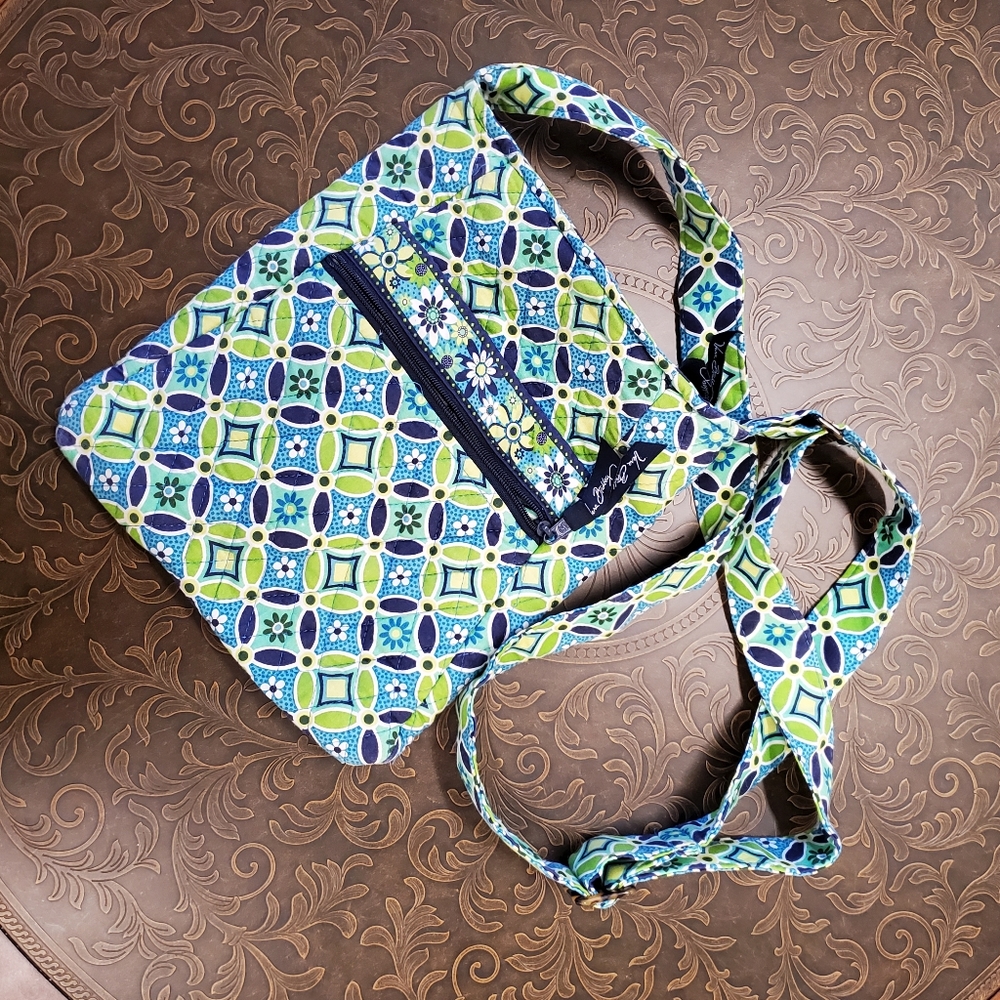 Vera Bradley Crossbody - "Maggie Floral Diamond" - Blue and Green